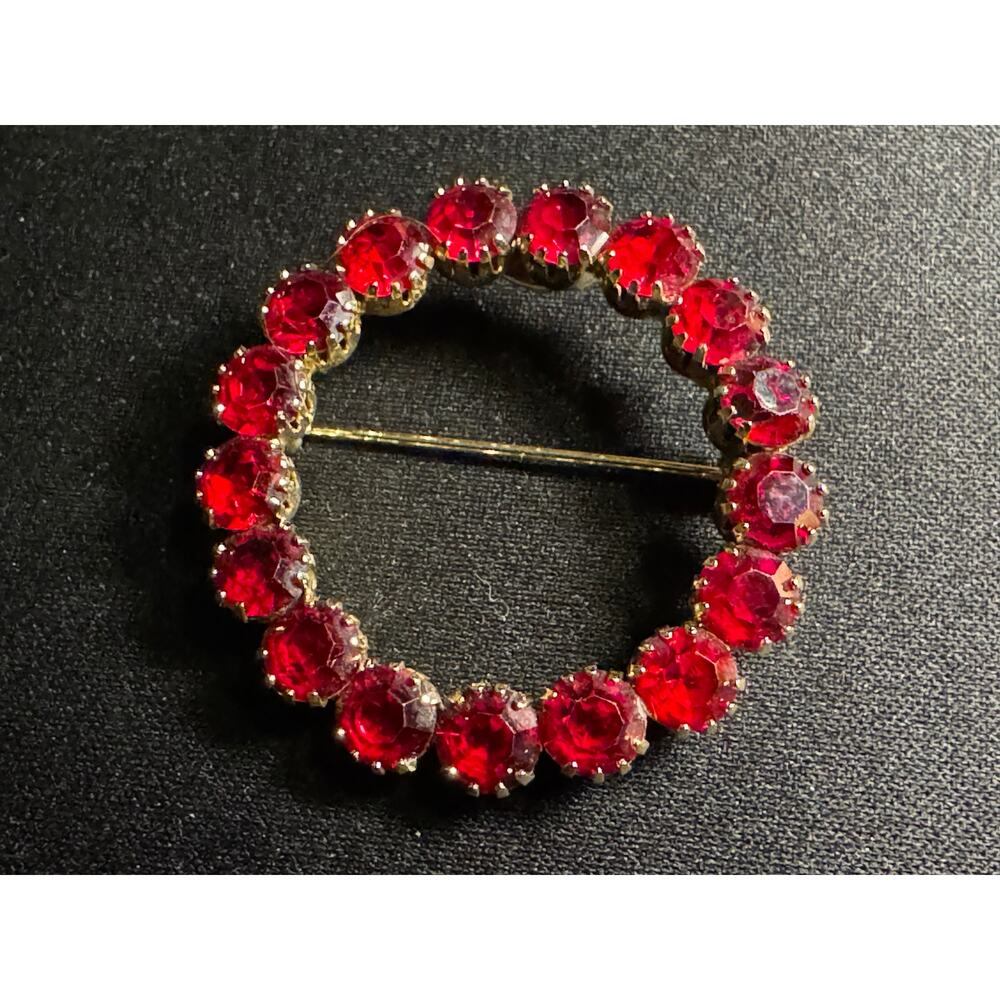 Vintage St Labre Red Rhinestone Brooch‎